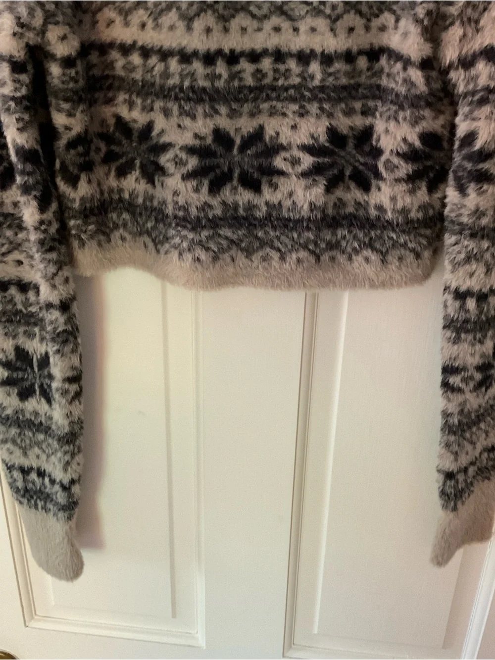 Free People FP One Small Fuzzy Fair Isle Sweater Nordic Snowflake Cropped Boho